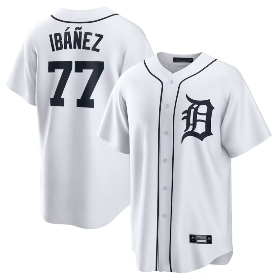 Custom #77 White DET Baseball Shirt Top