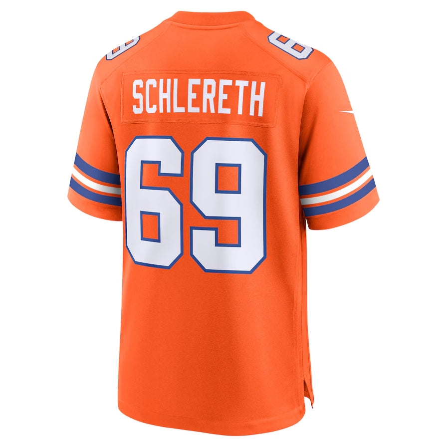 Custom #69 Orange 1977 Throwback DEN Football Shirt Top