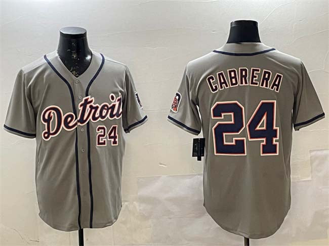 Custom #24 Gray DET Baseball Shirt Top
