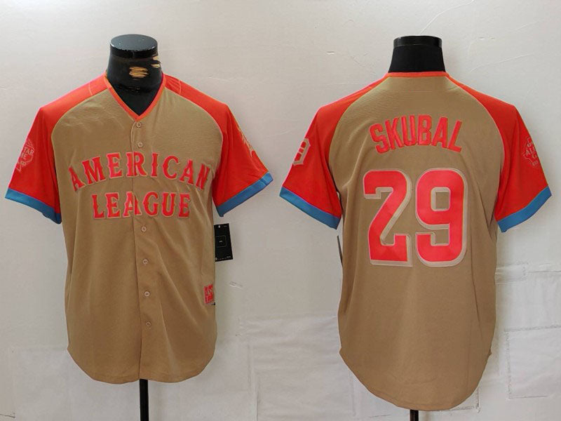 Custom #29 Cream All Star DET Baseball Shirt Top