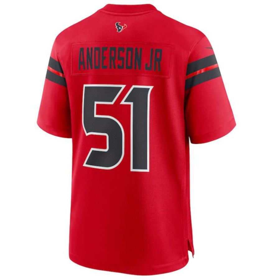 Custom #51 Red HOU Football Shirt Top