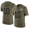 GB.Packers #10 Jordan Love Player Salute To Service Olive Football Jerseys