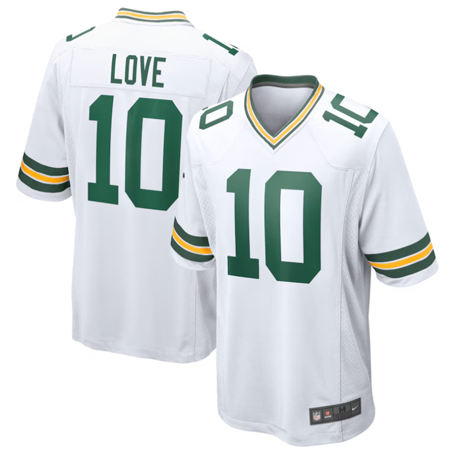 GB.Packers #10 Jordan Love Player White Game Replica Stitched Football Jerseys