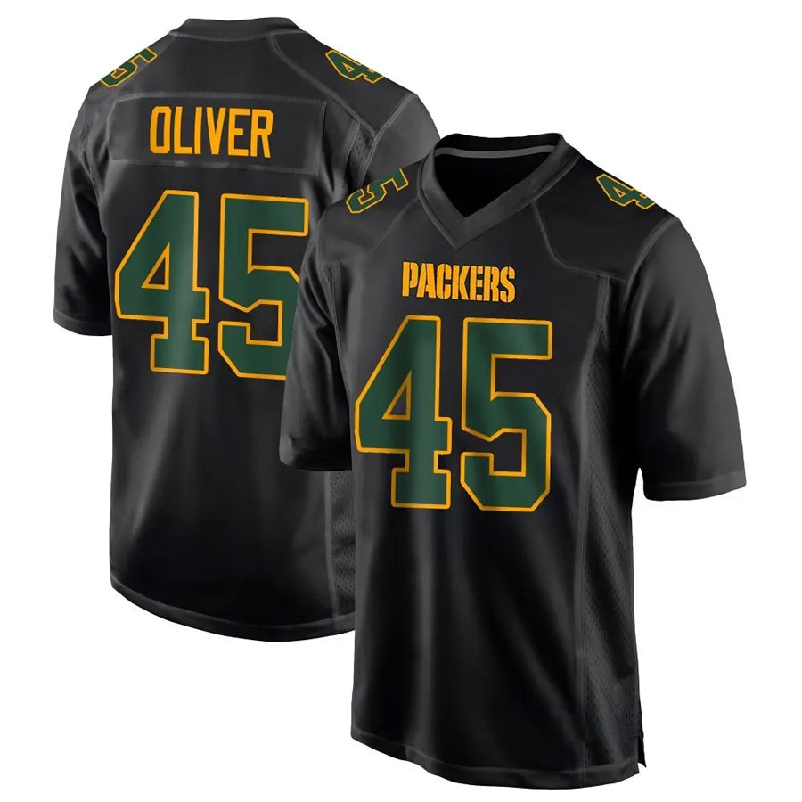 GB.Packers #45 Collin Oliver Player Black Fashion Game Football Jerseys