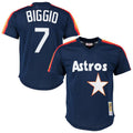 H.Astros #7 Craig Biggio Player Mitchell & Ness Navy Cooperstown Mesh Baseball Jerseys