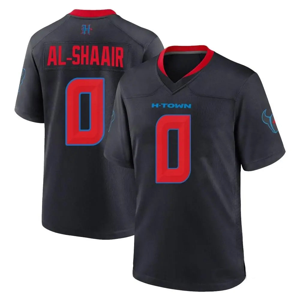 Custom #0 Navy HOU Football Shirt Top