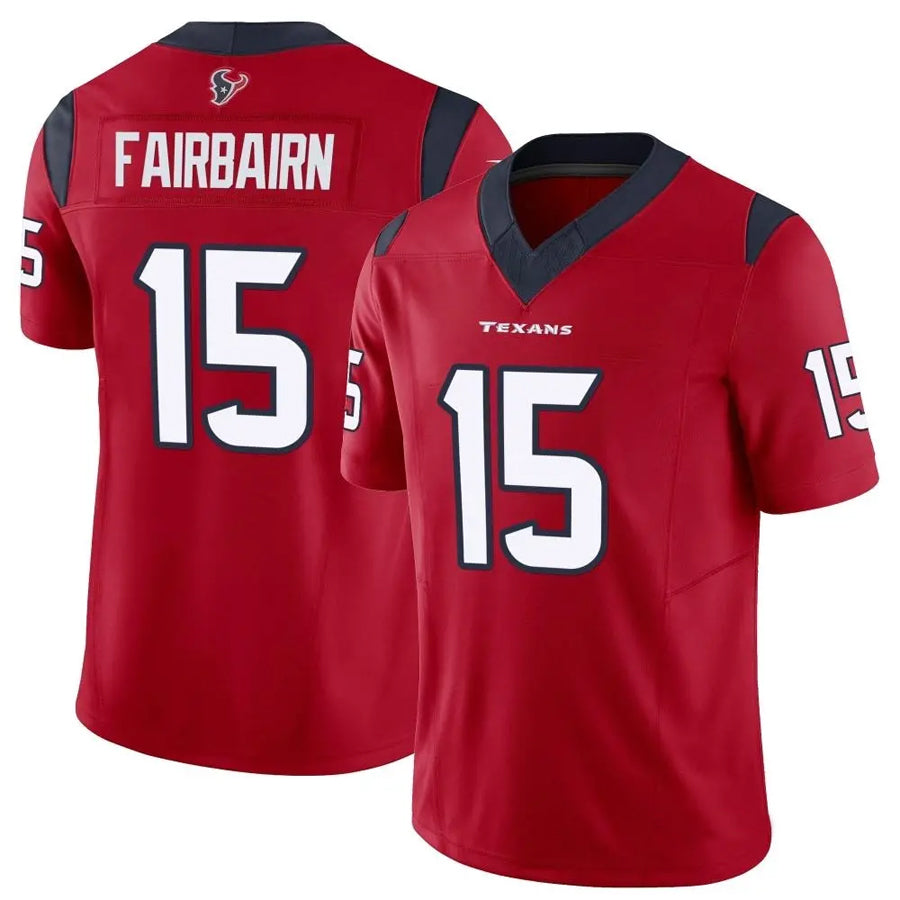 Custom #15 Red HOU Football Shirt Top