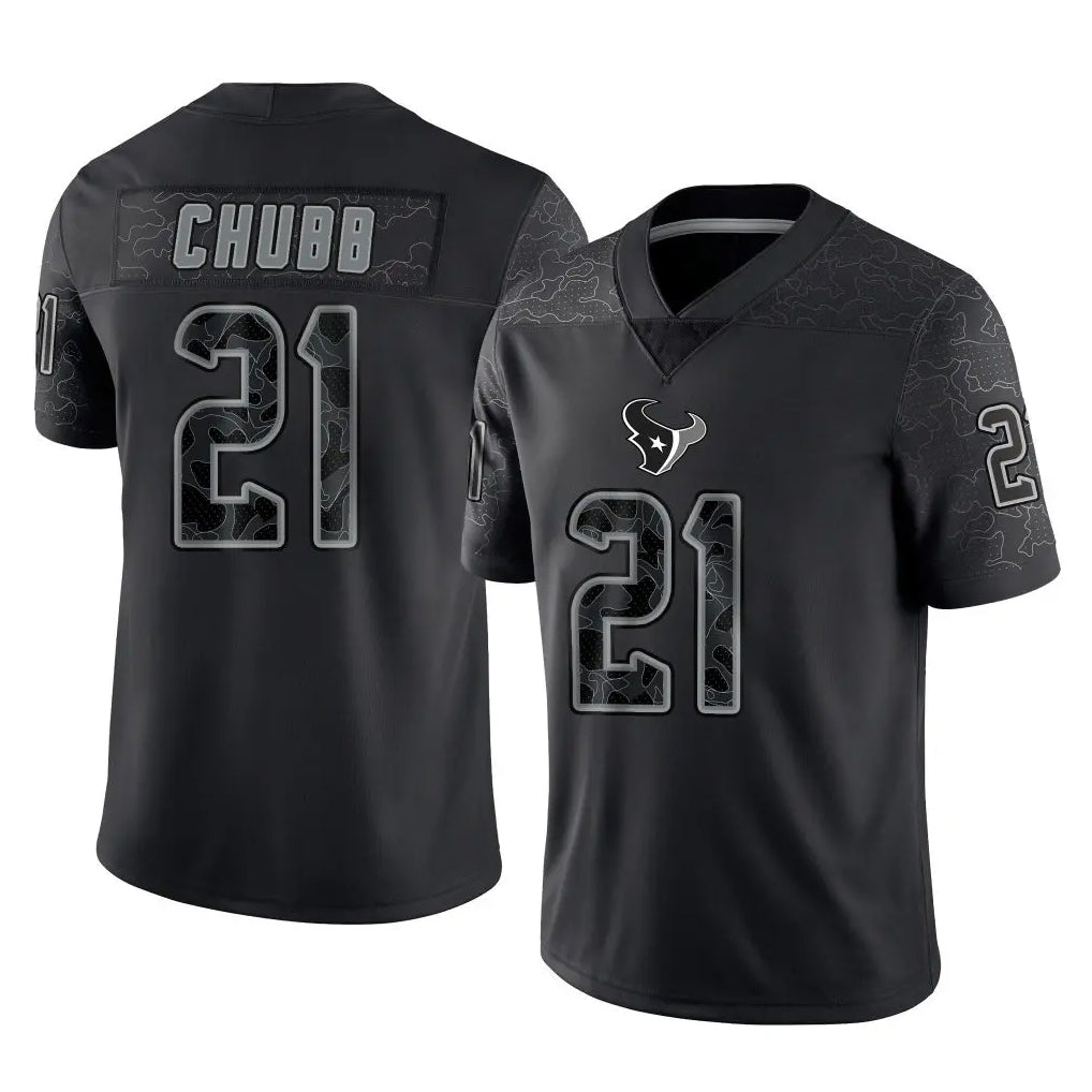 Custom #21 Black HOU Football Shirt Top