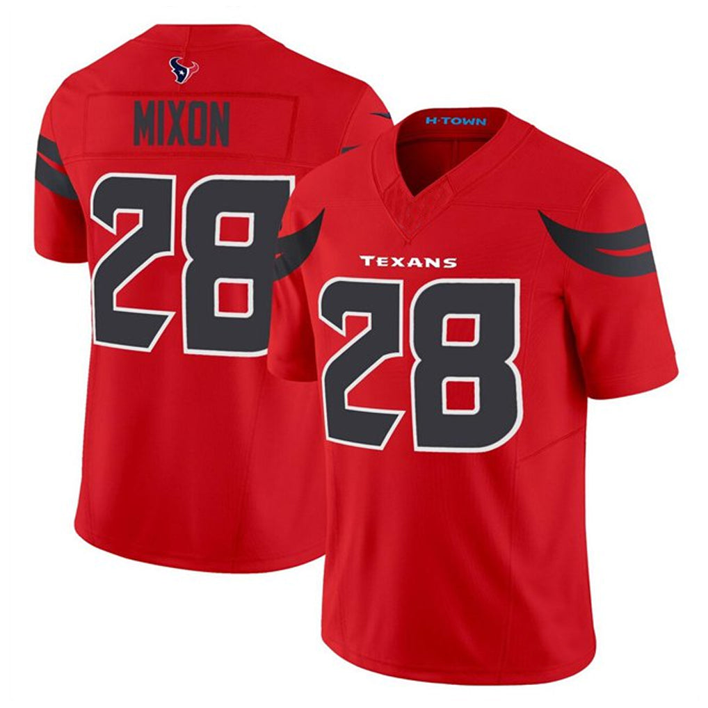 Custom #28 Red HOU Football Shirt Top