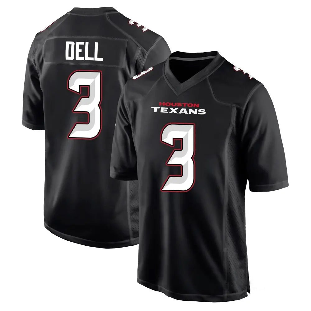 Custom #3 Black HOU Football Shirt Top