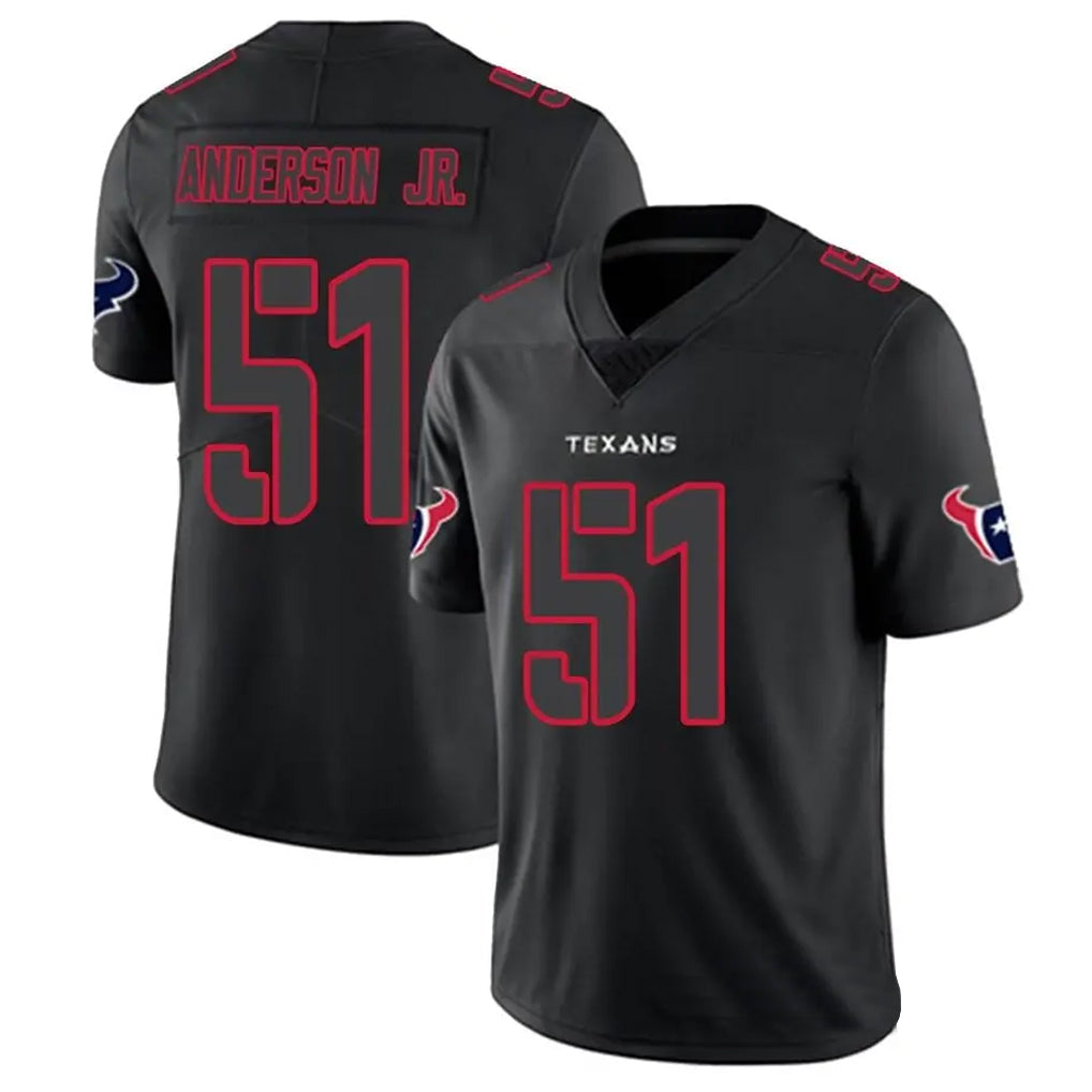 Custom #51 Black HOU Football Shirt Top