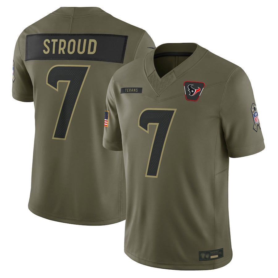 H.Texans #7 C.J. Stroud Player Olive Salute to Service Limited Football Jerseys