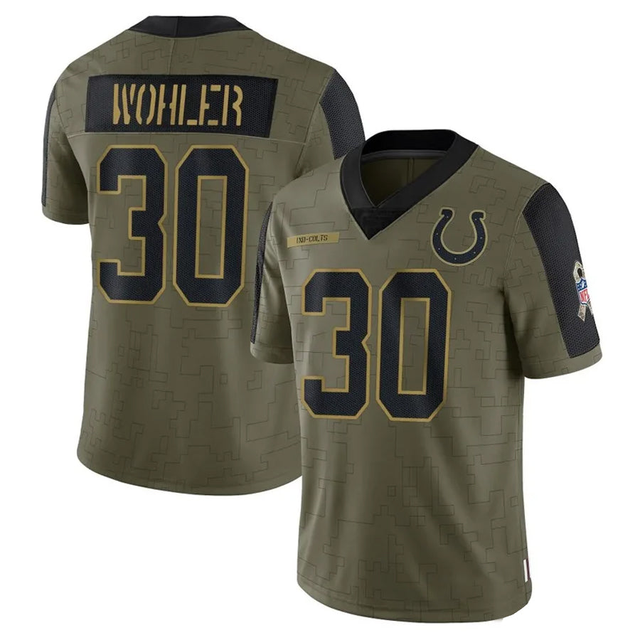 IN.Colts #30 Hunter Wohler Player Olive Salute To Service Limited Football Jerseys