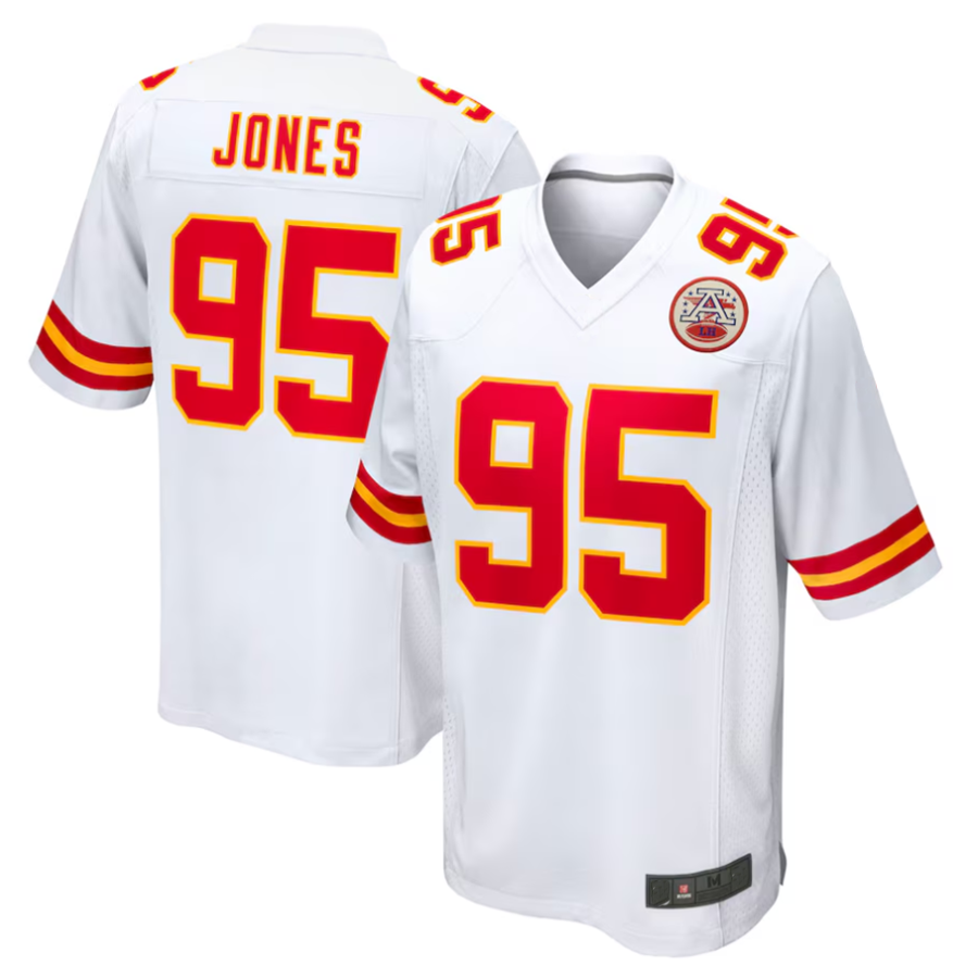 Custom #95 White KC Football Shirt Top