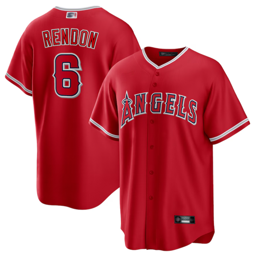 Custom #6 Red LAA Baseball Shirt Top