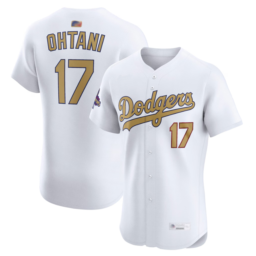 Custom #17 White LAD Baseball Shirt Top