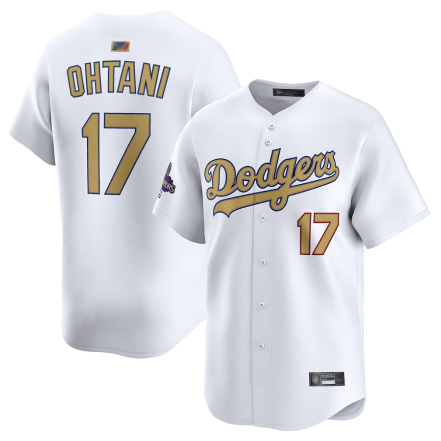 Custom #17 White LAD Baseball Shirt Top