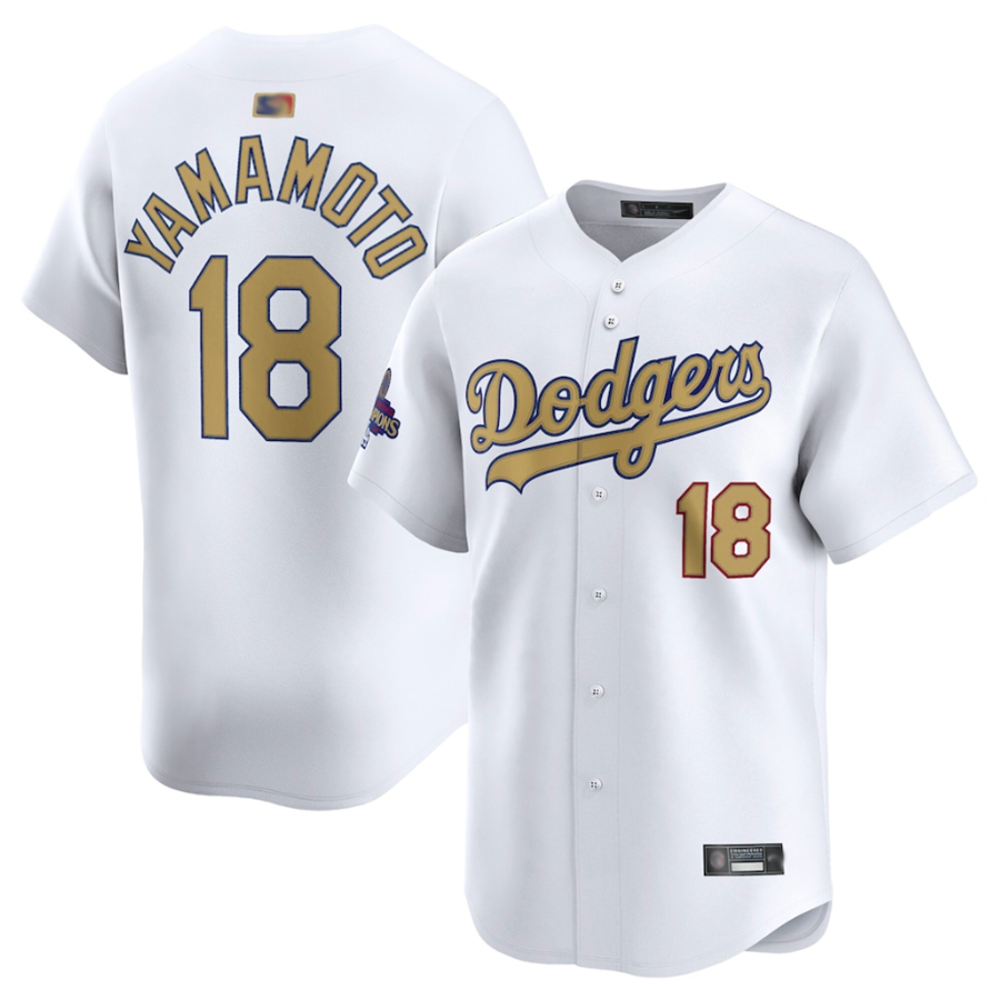Custom #18 White LAD Baseball Shirt Top