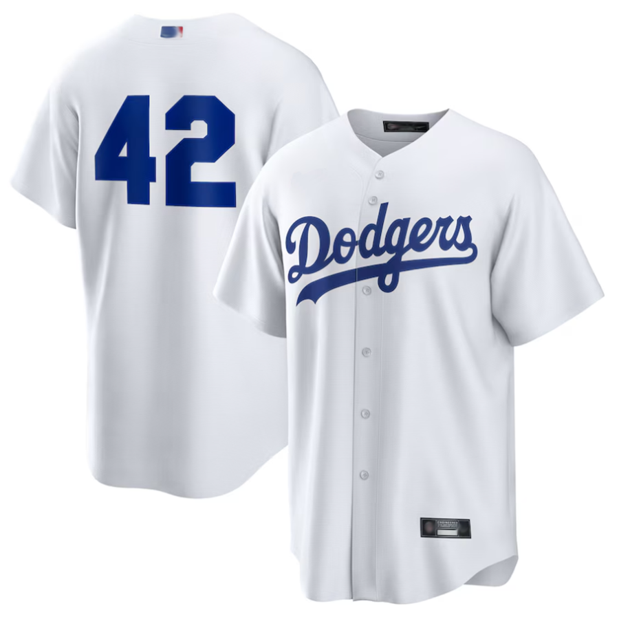 Custom #42 White LAD Baseball Shirt Top