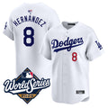 Custom #8 White LAD Baseball Shirt Top