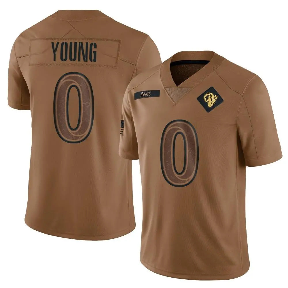 Custom #0 Brown LAR Football Shirt Top