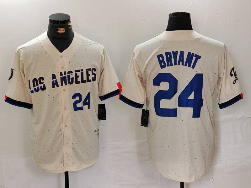 Custom #24 Cream LAD Baseball Shirt Top