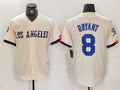 Custom #8 Cream LAD Baseball Shirt Top