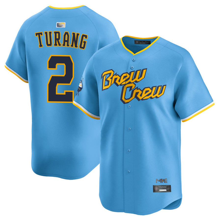 Custom #2 Light Blue City Connect MIL Baseball Shirt Top