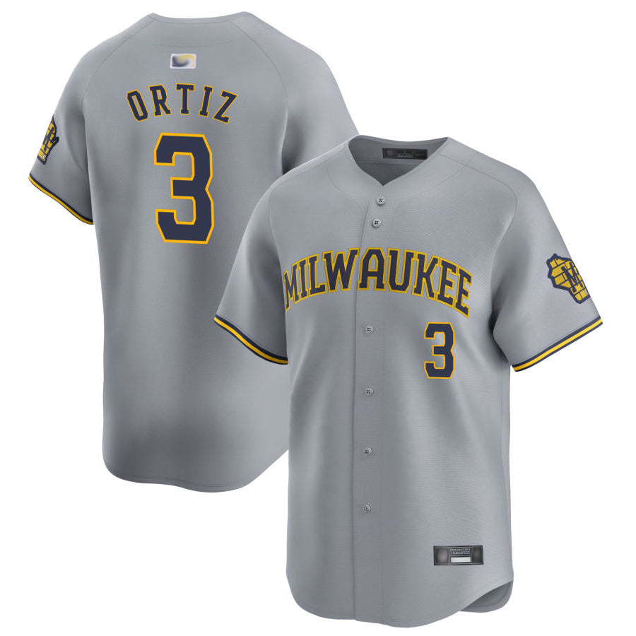 Custom #3 Gray MIL Baseball Shirt Top