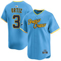 Custom #3 Light Blue City Connect MIL Baseball Shirt Top