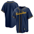 M.Brewers Blank Player Navy Replica Baseball Jerseys