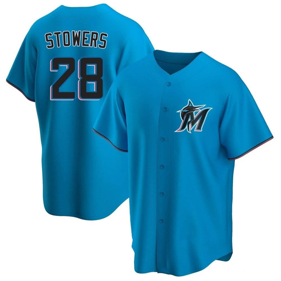 Custom #28 Blue MIA Baseball Shirt Top