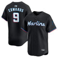 M.Marlins #9 Xavier Edwards Player Black Home Replica Baseball Jerseys