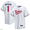 M.Twins #1 Groom Player White Home Replica Baseball Jerseys