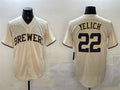 Custom #22 Cream MIL Baseball Shirt Top