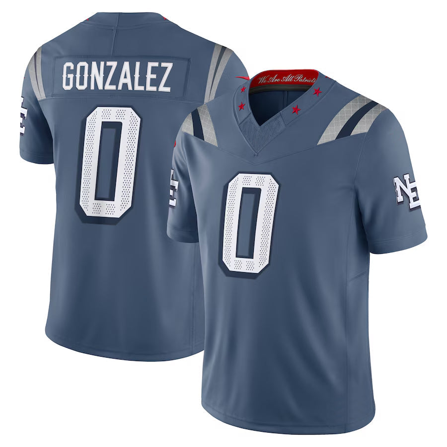 Custom #0 Blue NE Football Shirt Top