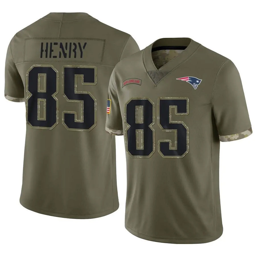 NE.Patriots #85 Hunter Henry Player Olive Salute To Service Limited Foothball Jerseys