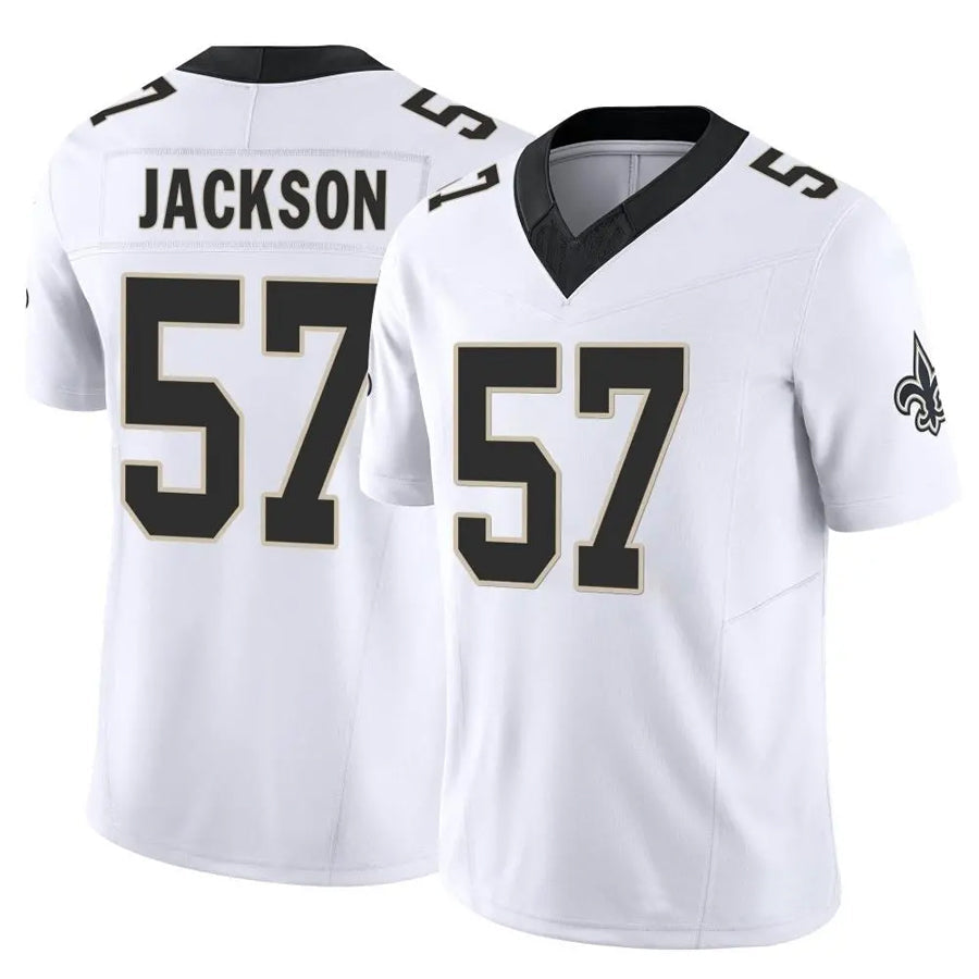 Custom #57 White NO Football Shirt Top