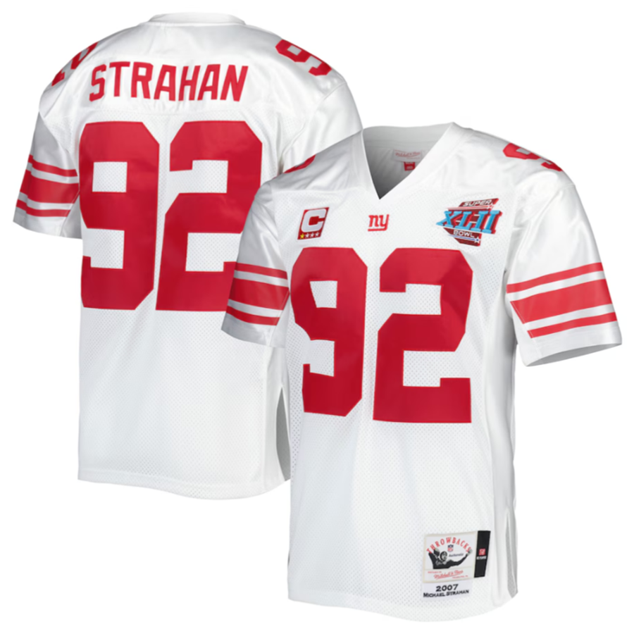 NY.Giants #92 Michael Strahan White Authentic Throwback Retired Player Jersey Stitched American Limited Edition Football Jerseys