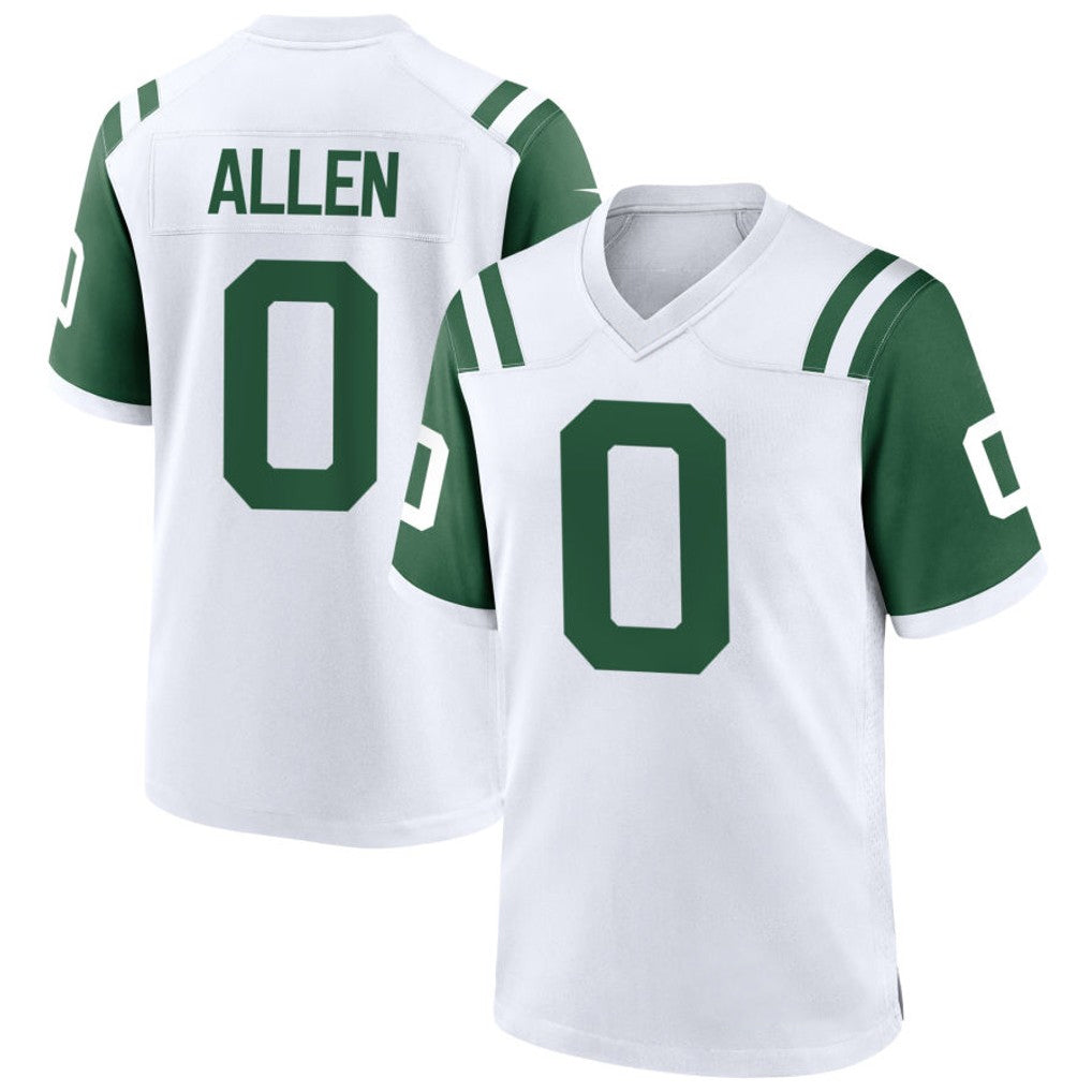 Custom #0 White NYJ Football Shirt Top