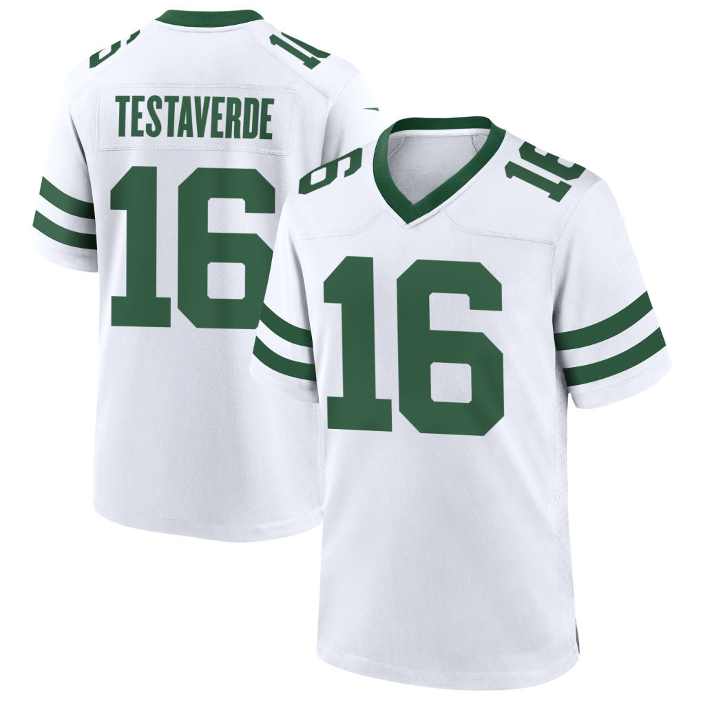Custom #16 White NYJ Football Shirt Top
