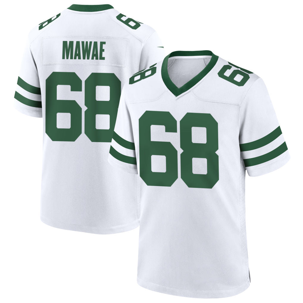 Custom #68 White NYJ Football Shirt Top