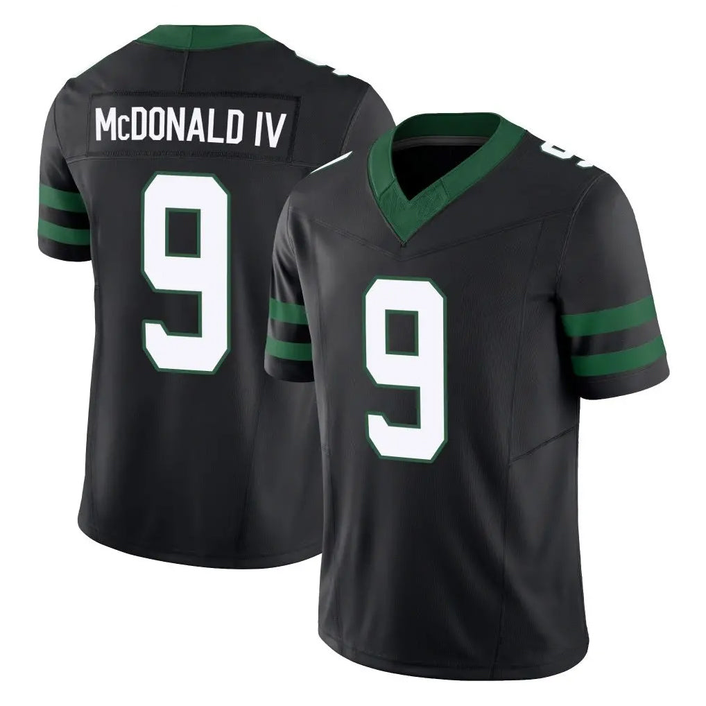 Custom #9 Black NYJ Football Shirt Top