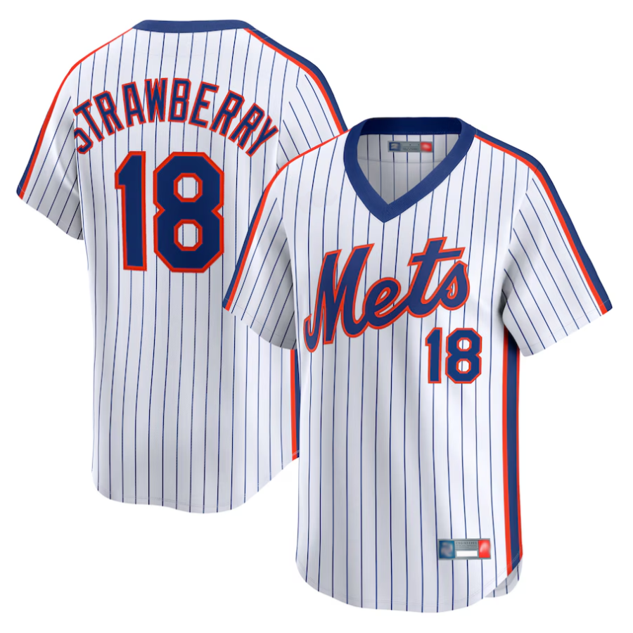 Custom #18 White Throwback NYM Baseball Shirt Top