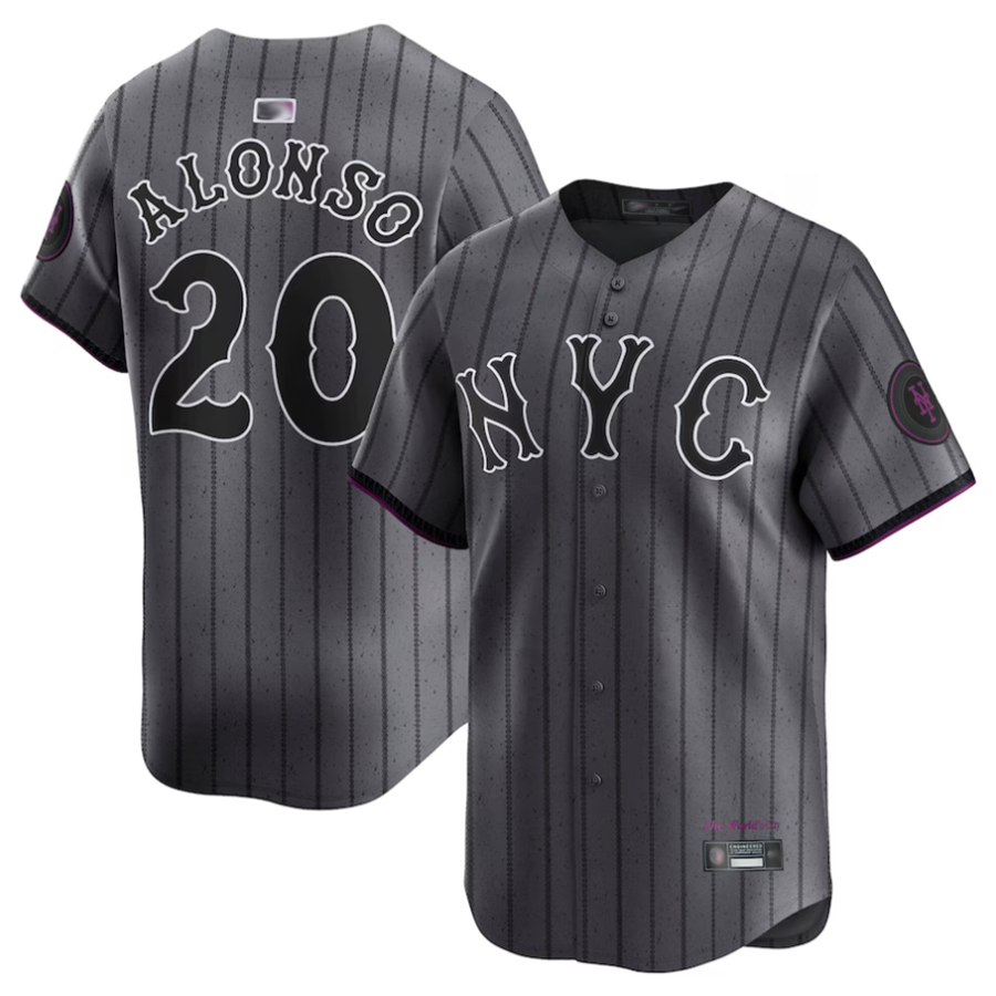 Custom #20 Gray City Connect NYM Baseball Shirt Top