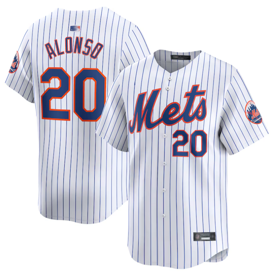 Custom #20 White NYM Baseball Shirt Top