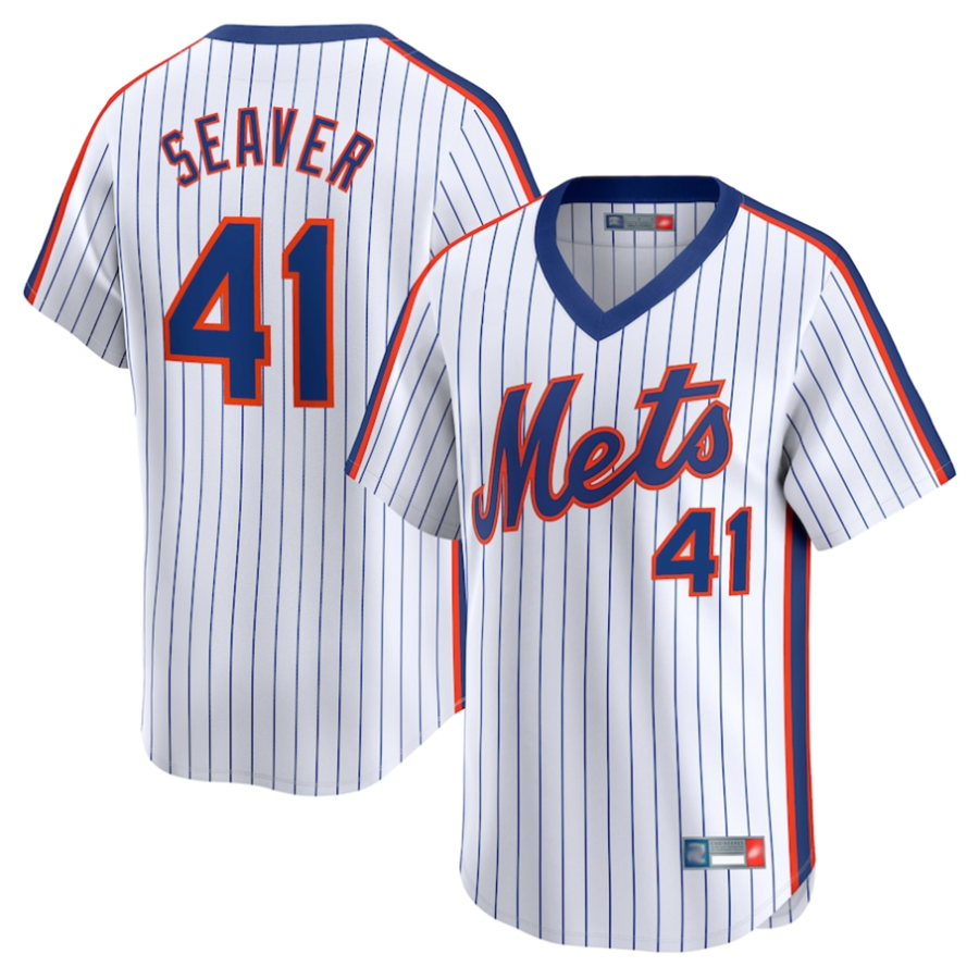 Custom #41 White Throwback NYM Baseball Shirt Top