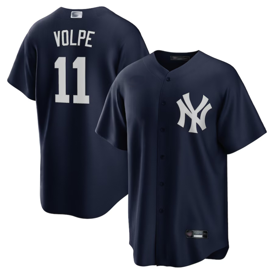 Custom #11 Navy NYY Baseball Shirt Top