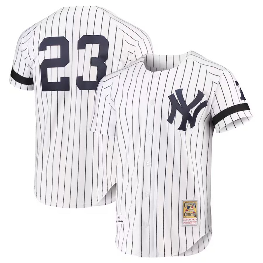 Custom #23 White NYY Baseball Shirt Top