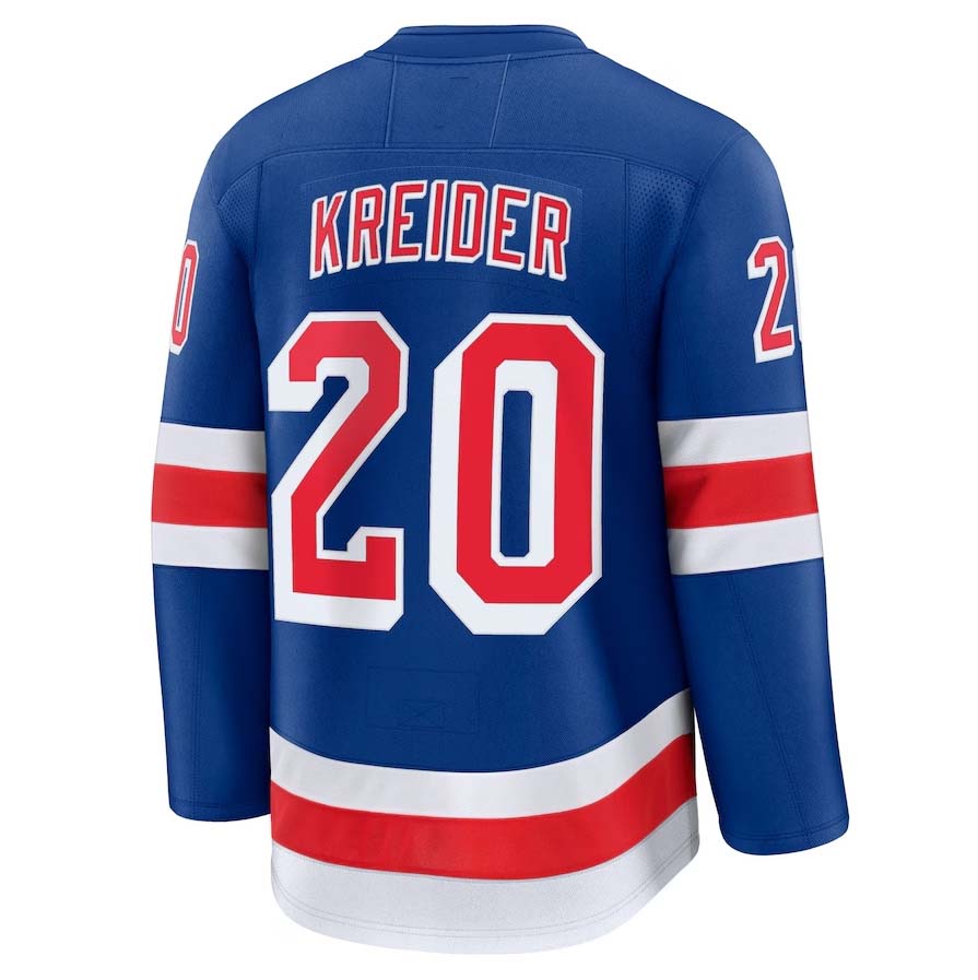 Custom #20 Blue NYR Hockey Shirt Top